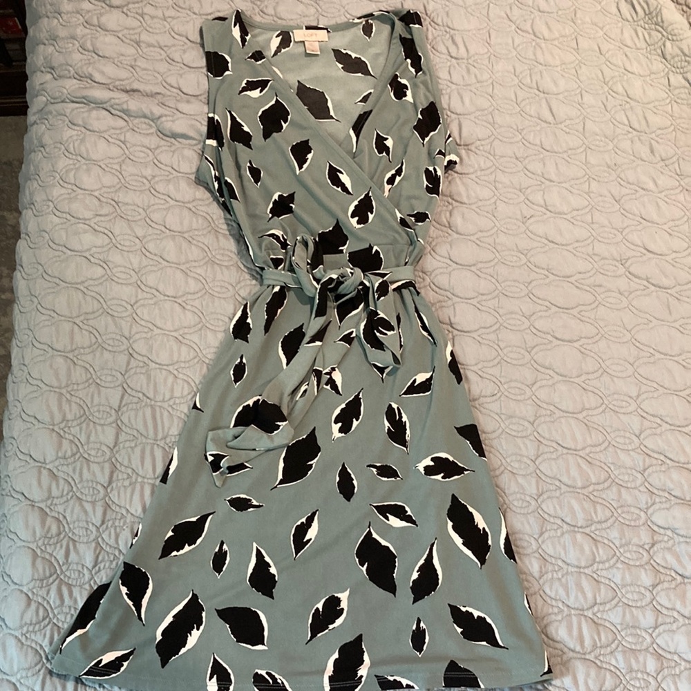 Light teal and black Loft dress